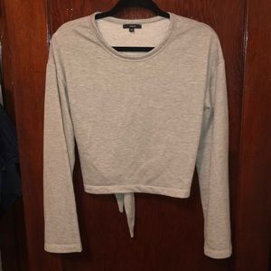 DREW gray bell sleeved sweater w/ tie back